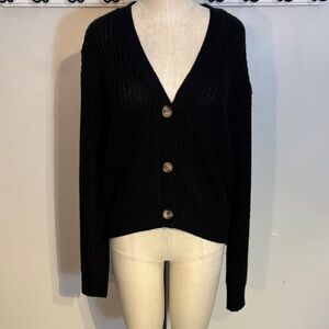 Brave Soul Deep Black Button-Up Cardigan